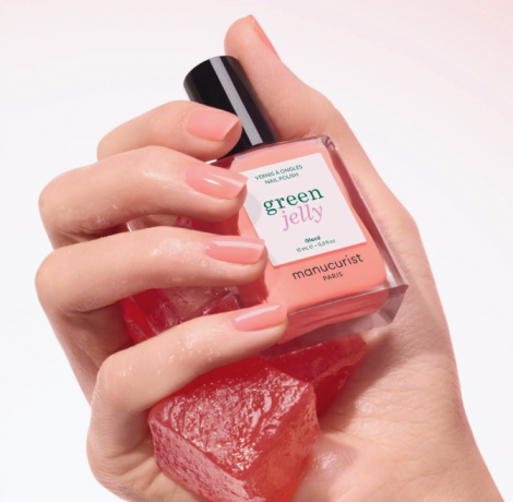 Manucurist Green Jelly Glace 15ml, Лак для ногтей Glace (Франция), 15мл, новинка Лето 2026, коралловый с эффектом желе, сохнет за 1 минуту, растительная формула