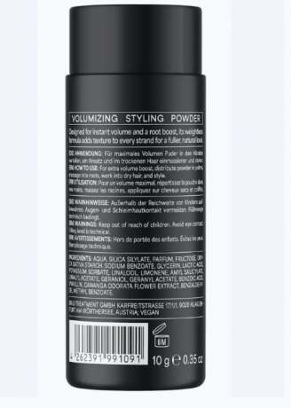 BALI GENTS Volumizing Styling Powder 10g, Пудра для укладки волос для мужчин (Германия), мгновенный объем и матовый эффект, текстура без липкости, 10 грамм