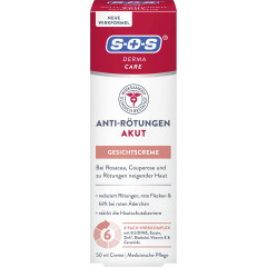 SOS Derma Care Anti-Rotungen Gesichtscreme Akut, 50 ml, SOS Derma Care Крем для лица против покраснений, с экстрактом красных водорослей SILIDINE, при розацеа и куперозе, 50 мл