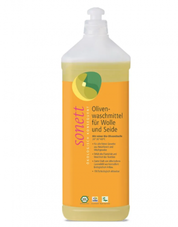 Sonett Oliven Waschmittel 1000ml, Cредство для стирки шерсти и шелка (Германия), для деликатных тканей, с оливковым мылом, биоразлагаемое, 1 л