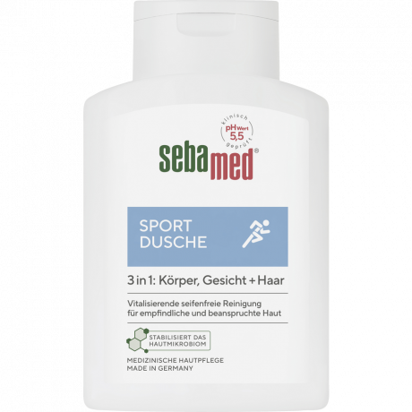 SEBAMED 3in1 Sportdusche, 200 ml, Себамед Гель для душа 3в1 для тела лица и волос, ментол, после спорта, 200 мл