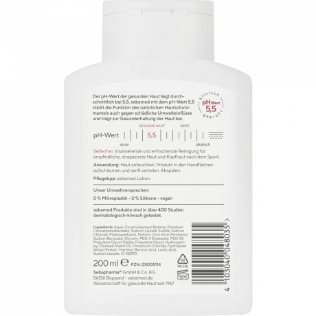 SEBAMED 3in1 Sportdusche, 200 ml, Себамед Гель для душа 3в1 для тела лица и волос, ментол, после спорта, 200 мл