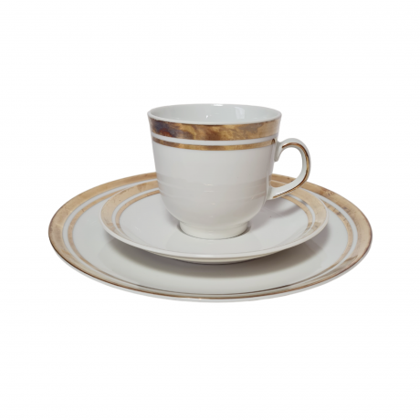 Кофейное трио винтажное Winterling Marktleuthen Bavaria, белый фарфор с позолоченным декором, 10 x 7 см / 14 см / 19,5 см, Германия, 1960-70гг.