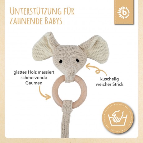 bieco Greifling Holz Natur und Baumwolle Baby Beissring 10 cm Greifring 0 M Babyrassel Greiflinge Кольцо для прорезывания зубов из натурального дерева и хлопка Кольцо для прорезывания зубов для младенцев 10 см Кольцо-ручка 0 M Детская погремушка Кольца дл