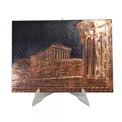 Картина винтажная &quot;Греческий храм&quot; чеканка, медь, 34 x 24,5 см, Германия, 1960-70гг.