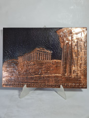 Картина винтажная &quot;Греческий храм&quot; чеканка, медь, 34 x 24,5 см, Германия, 1960-70гг.