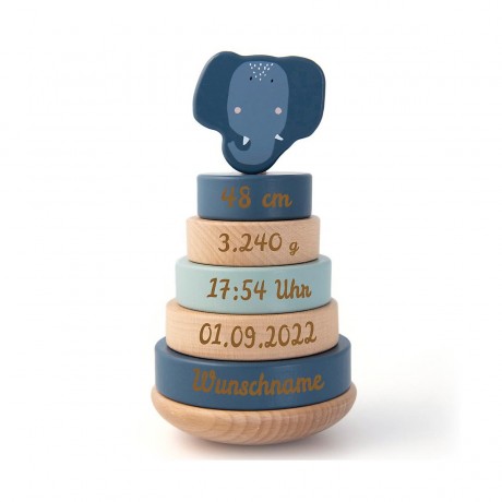 elefantasie Stapelturm Holz Elefant mit Namen graviert Деревянная башня для укладки слонов с выгравированным именем