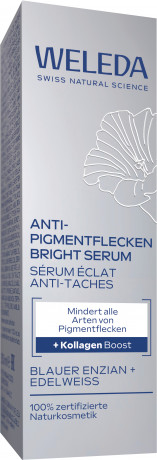 WELEDA Anti-Pigmentflecken Bright Serum Blauer Enzian & Edelweiss, 30 ml, Сыворотка против пигментных пятен с синей горечавкой и эдельвейсом для ровного тона лица, 30 мл
