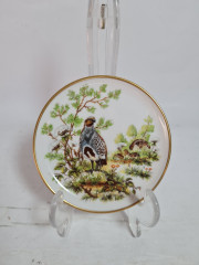 Тарелка декоративная винтажная AK Kaiser / Gör с изображением куропатки, фарфор, 10 см, Германия, 1960-70гг.