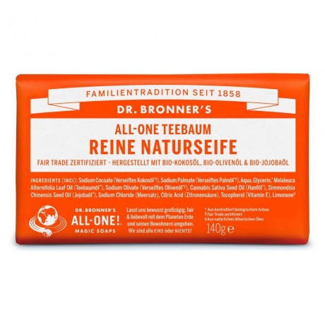Dr. Bronner's Teebaum All-One Reine Naturseife 140g  Чайное дерево универсальное чистое натуральное мыло 140 г