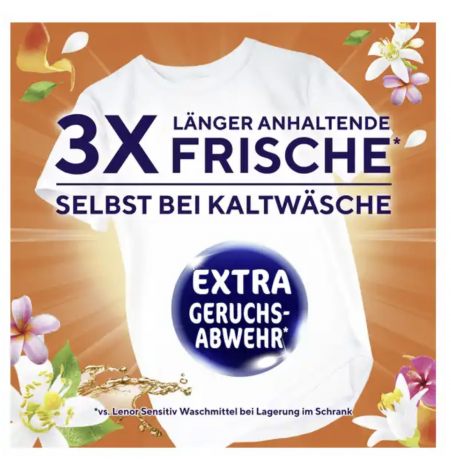 Lenor Vollwaschmittel Flussig Orangenblüte Pfirsich 20 WL, ЛЕНОР Гель для стирки цветного белья Цветущий апельсин нерол, 20 загрузок