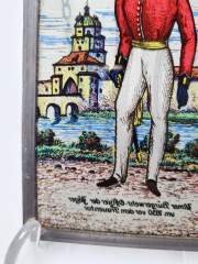Винтажный витраж" Офицер, 1830 год", стекло, 15,5см x 9,5см, Германия, 1960-70гг.