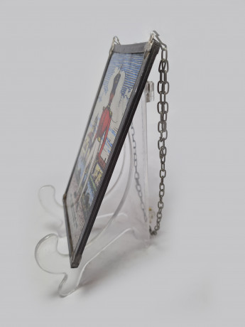 Винтажный витраж" Офицер, 1830 год", стекло, 15,5см x 9,5см, Германия, 1960-70гг.