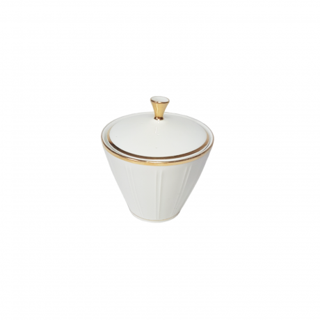 Winterling Roslau Bavaria Сахарница, белый фарфор с позолоченным ободком и рельефным узором, 10 x 8,5 см, Германия, 1960-70гг.