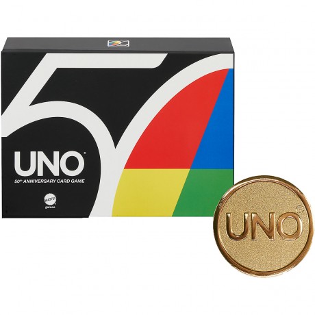 Mattel Mattel Games 50 Jahre UNO Premium-Jubilaumsedition mit Munze Mattel Games 50 Years UNO Premium Anniversary Coin Edition