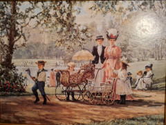 Картина-репродукция винтажная Alan Maley &quot;Прогулка в парке&quot;, цифровая печать, в раме, 67 х 51.5 см, Германия, 1980-90гг.