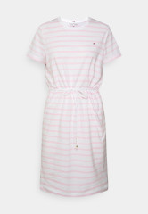 Tommy Hilfiger COOL SHIFT SHORT DRESS Jersey dress white/pastel pink COOL SHIFT SHORT DRESS Платье из джерси белый/пастельно-розовый