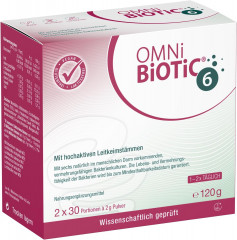 OMNI-BIOTIC 6 60g, Пробиотик для кишечника и микрофлоры, от вздутия и дискомфорта, 6 штаммов бактерий, 1 млрд КОЕ в порции, без лактозы и глютена 60г (30 порций)