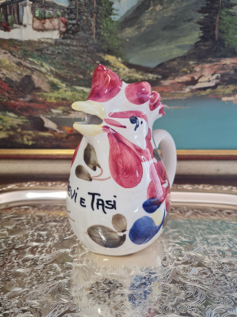 Кувшин винтажный Bassano с разноцветным рисунком "Петух", 15,5 x1 4,5 см, Италия, 1960-70гг.