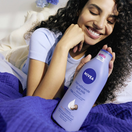 NIVEA Verwohnende Soft Milk Bodylotion, 400 ml, Нивеа Молочко для тела, масло ши и гиалуроновая кислота, 72ч увлажнение, 400 мл