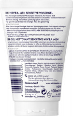 NIVEA MEN Sensitive Waschgel, 100 ml, Нивеа Мужской гель для умывания, экстракт ромашки и витамин E, для чувствительной кожи, 100 мл