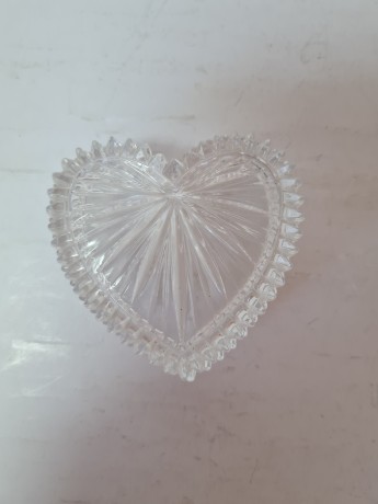 Шкатулка винтажная Gorham Kristall в форме сердца, хрусталь, 7 x 2.5 см, Германия, 1960-70гг.