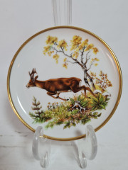 Тарелка декоративная винтажная AK Kaiser / Loh с изображением оленя, фарфор, 10 см, Германия, 1960-70гг.