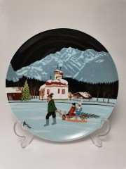 Tettau Weihnachten, Коллекционная Рождественская Тарелка &quot;Церковь Святого Варфоломея на Кёнигсзее&quot; художника Йозефа Валя, 20см, Германия 1983г.