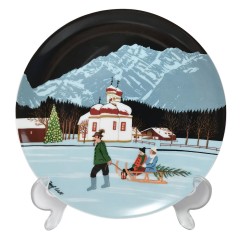 Tettau Weihnachten, Коллекционная Рождественская Тарелка &quot;Церковь Святого Варфоломея на Кёнигсзее&quot; художника Йозефа Валя, 20см, Германия 1983г.