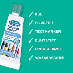 Dr. Beckmann Fleckenteufel Stifte &amp; Tinte, Доктор Бекманн Пятновыводитель от Шариковой ручки, фломастеров, маркеров и акварели, 50 мл