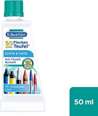 Dr. Beckmann Fleckenteufel Stifte &amp; Tinte, Доктор Бекманн Пятновыводитель от Шариковой ручки, фломастеров, маркеров и акварели, 50 мл