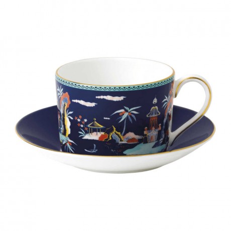 Wedgwood Wedgwood Wonderlust Teetasse Blue Pagoda 0,15 L mit Untertasse 14 cm 2-tlg. Чашка для чая Wedgwood Wonderlust Blue Pagoda 0,15 л с блюдцем 14 см 2 шт.
