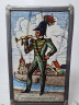 Винтажный витраж "Офицер, 1843 год", стекло, 15,5см x 9,5см, Германия, 1960-70гг.