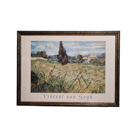 Картина-репродукция винтажная Винсент Ван Гог "Ферма в Провансе", в раме, 75 х 55 см, Германия, 1980-90гг.