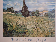 Картина-репродукция винтажная Винсент Ван Гог &quot;Ферма в Провансе&quot;, в раме, 75 х 55 см, Германия, 1980-90гг.