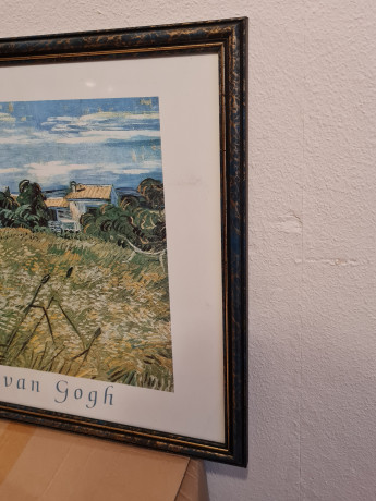 Картина-репродукция винтажная Винсент Ван Гог "Ферма в Провансе", в раме, 75 х 55 см, Германия, 1980-90гг.