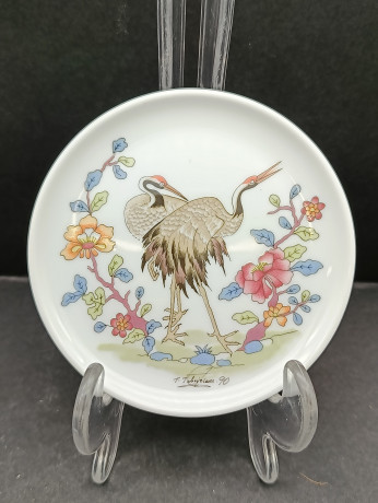 Набор тарелок декоративнах винтажных Hutschenreuther / Коллекция Lufthansa, "Цапли", фарфор, 2 шт., 10 см, Германия, 1990 год.