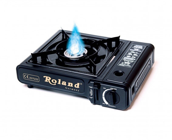 Roland Germany Roland Germany Gaskocher Campingkocher, betrieben mit Butan Gasflaschen, (1-St), Lange Brenndauer, Tragbar, inkl. Tragekoffer, stabiles Gehause Походная газовая плита Roland Germany, работает от баллонов с бутановым газом (1 шт.), длительн