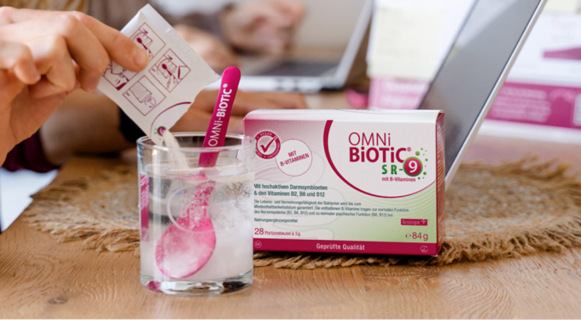 OMNi BiOTiC SR-9 with B Vitamins 28st x 2 packs(56st),  Пробиотик 2-в-1 с витаминами B2, B6, B12, 9 штаммов бактерий для кишечника и нервной системы, от усталости и стресса, 28 порций х 3г  x 2 упаковки (56 порций)