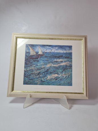 VINCENT VAN GOGH Репродукция картины Ван Гог "Море в Сент-Мари", 33смx26.5см, Германия, 1960-70гг.