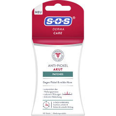 SOS DermaCare Anti Pickel Patches Akut, 30 Stuck, SOS DermaCare Патчи против прыщей, гидроколлоидные, незаметные на коже, 30 шт.