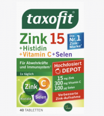 taxofit Zink+ Histidin + Vitamin C + Selen Tabletten 40 St, 31,2 g Цинк + гистидин + витамин С + селен таблетки 40 штук