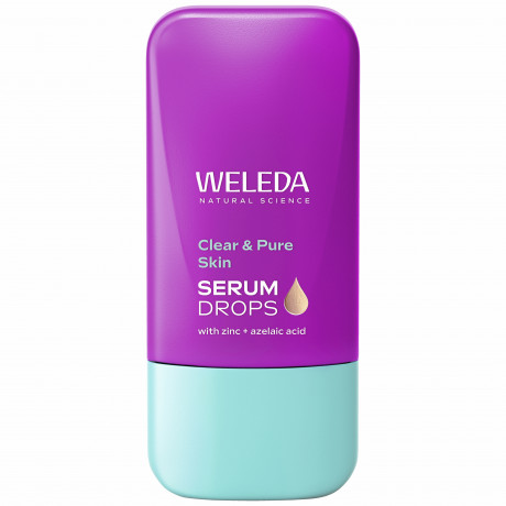 WELEDA Clear & Pure Skin Serum Booster Drops, 30 ml, Очищающие капли-сыворотка Clear & Pure с цинком PCA, азелаиновой кислотой и AHA без отдушки, 30 мл