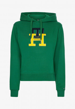 Tommy Hilfiger LARGE MONOGRAM TH Hoodie prep green БОЛЬШАЯ МОНОГРАММА TH Толстовка с капюшоном подготовка зеленый