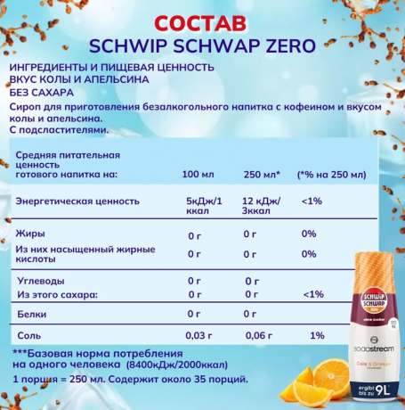 SodaStream Schwip Schwap Syrup Cola + Orange Cироп для напитков Кола апельсин 440мл