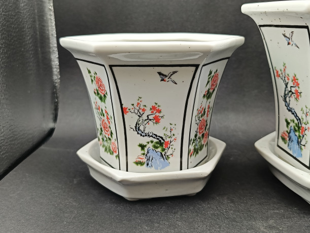 Цветочные горшки винтажные KGG в китайском стиле, фарфор, 2 шт., 18 и 14 см, Германия, 1970-80гг.