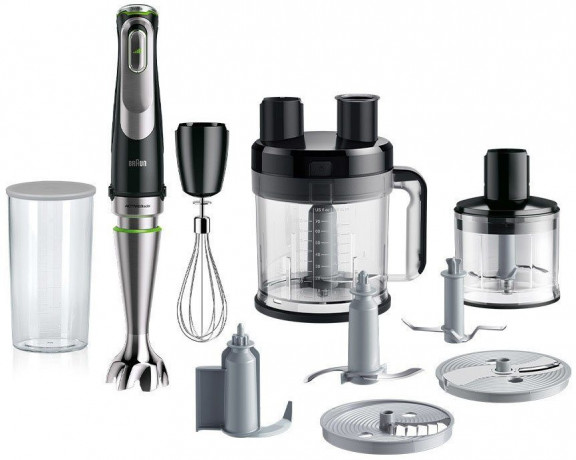 Braun Braun Stabmixer MQ 9195XLI MultiQuick 9, 1200 W, Schneebesen, Kuchenmaschinen Aufsatz, Zerkleinerer, 600 ml Mixbecher  Ручной блендер Braun MQ 9195XLI MultiQuick 9, 1200 Вт, венчик, насадка для тортовницы, измельчитель, чаша для смешивания 600 мл