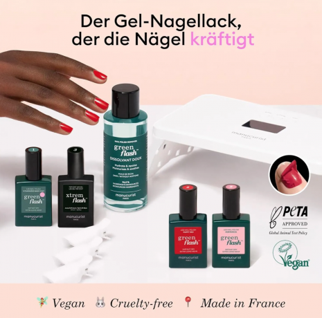 Manucurist Xtrem Flash Gel Nagel Set, Набор для маникюра с лампой Manucurist Xterm Flash, гель-лак система: LED лампа, база, топ, 2 цвета, ремувер и аксессуары, стойкость до 21 дня