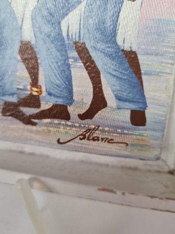 Blanc Картина в белой раме "Музыкальное шествие", художник Jean Claude Blanc, 24x29см, Германия, 1970-80гг.