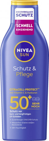 NIVEA SUN Schutz & Pflege Sonnenmilch LSF 50+, 200 ml, Нивеа Солнцезащитное молочко, SPF 50+, водостойкое, увлажнение, 200 мл